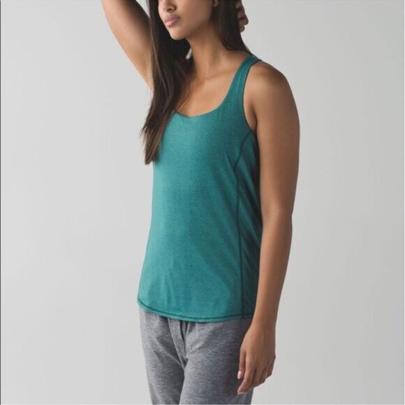 Lululemon Wild Tank Heathered Forage Teal Dramatic Static White Black Size 2 - Picture 1 of 6